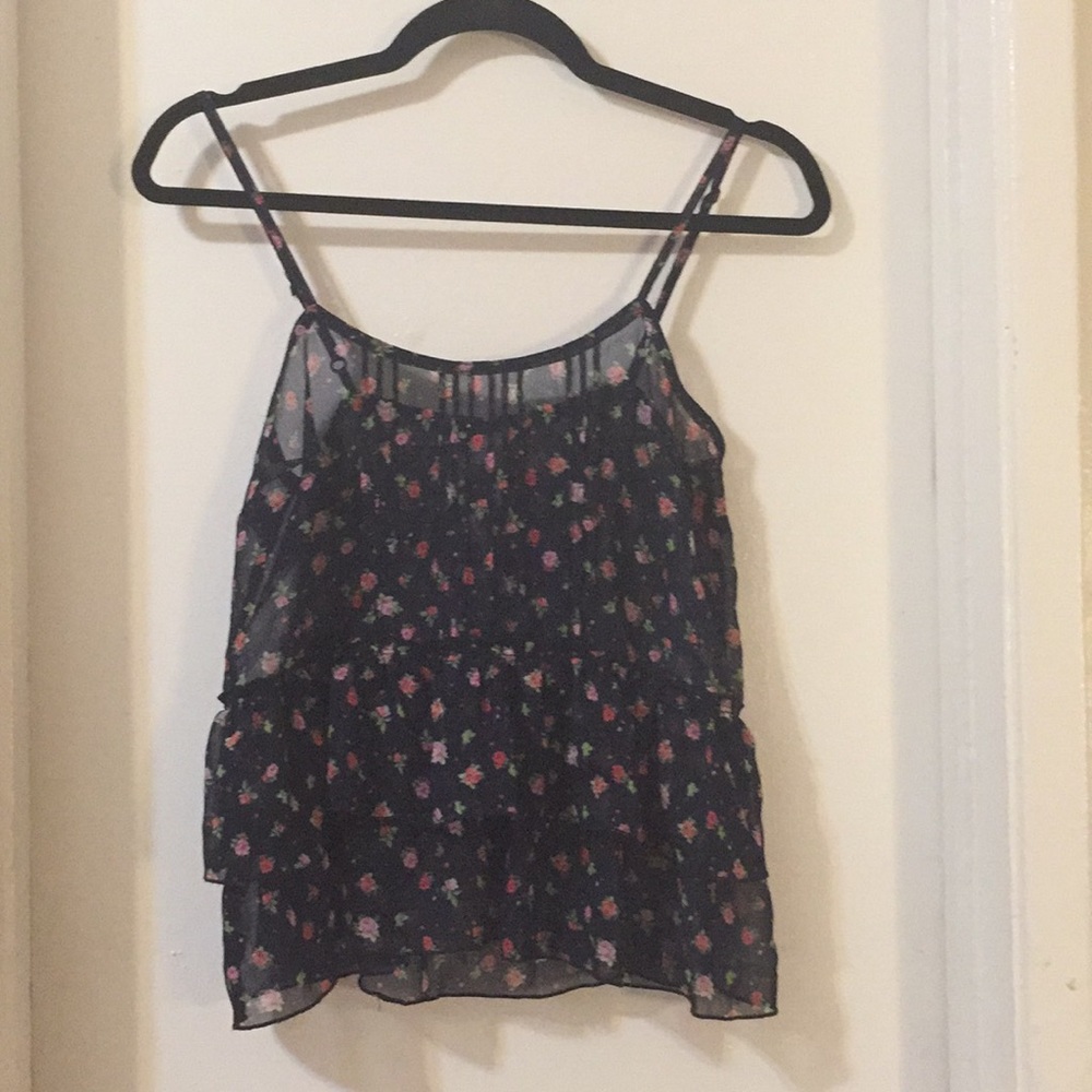 Aeropostale Floral Eyelit Tank Top